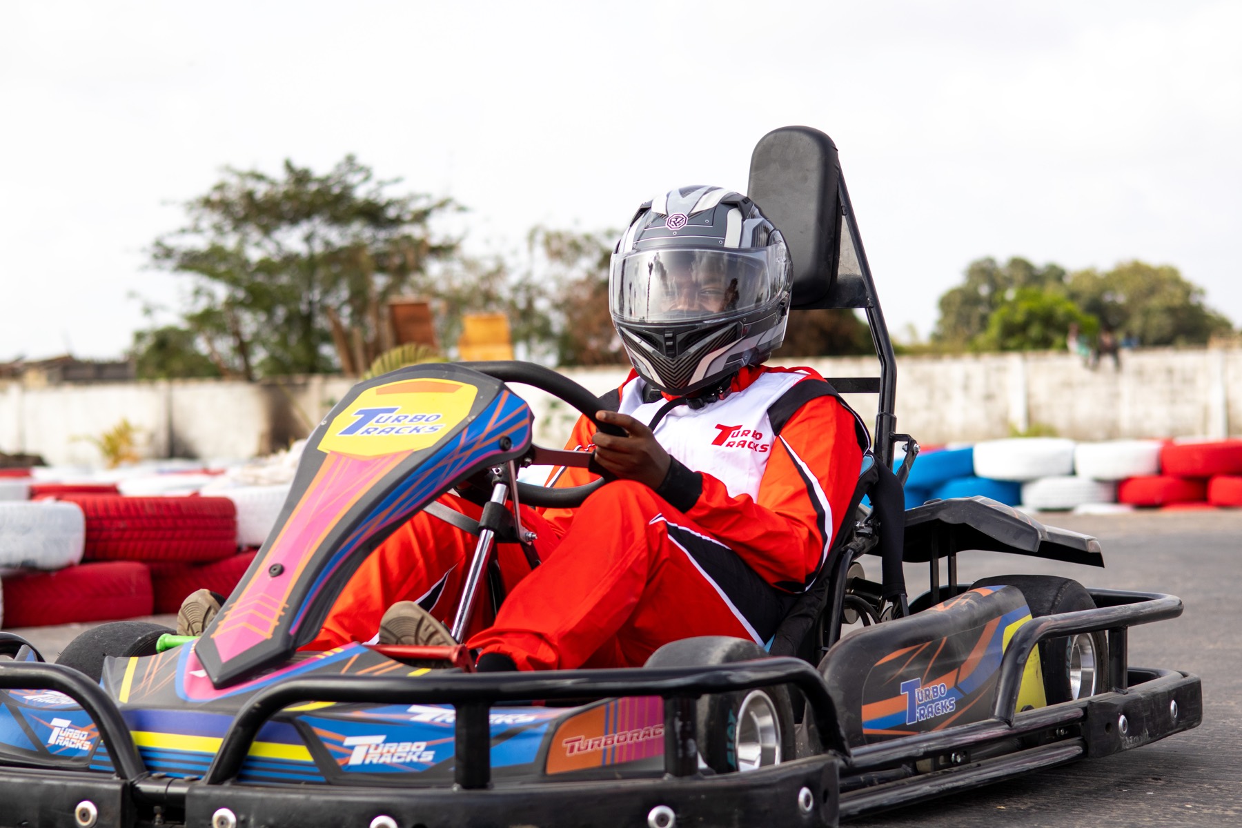 Kart lined up on the circuit